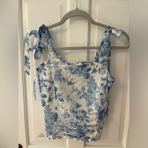 Riohas summer crop top in blue and white